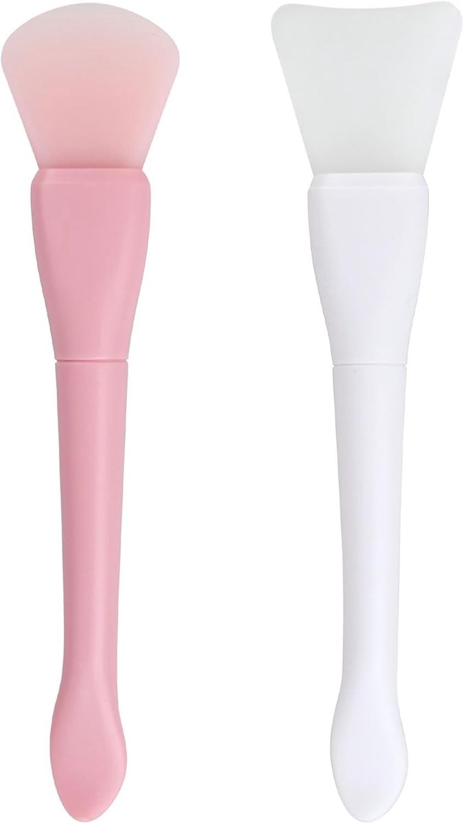 Thijox - 2 Stuks Siliconen Maskerkwasten, Visstaart Applicator voor Gezichtsmaskers, Dubbele Gebruik, Hygiënisch en Eenvoudig te Reinigen, Roze en Wit