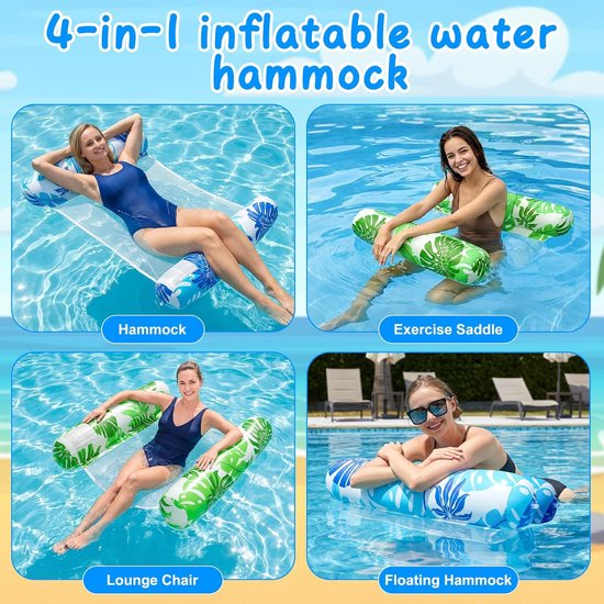 Thijox - Luchtmatras XL Set van 2 - Opblaasbare Waterhangmat met 2 Waterdichte Telefoonvakken - Perfect Zwembadspeelgoed voor Volwassenen en Kinderen van Thijox — afbeelding 2