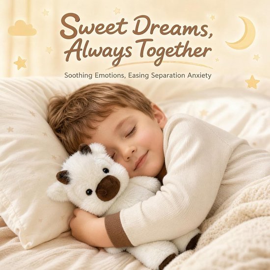 SnelShoppen - Grote Pluche Koe 45 cm, Zachte Knuffel voor Kinderen, Wit en Beige, Perfect als Cadeau, Cuddle Toy voor Jongens en Meisjes, Oppervlakte van Snelshoppen — afbeelding 4