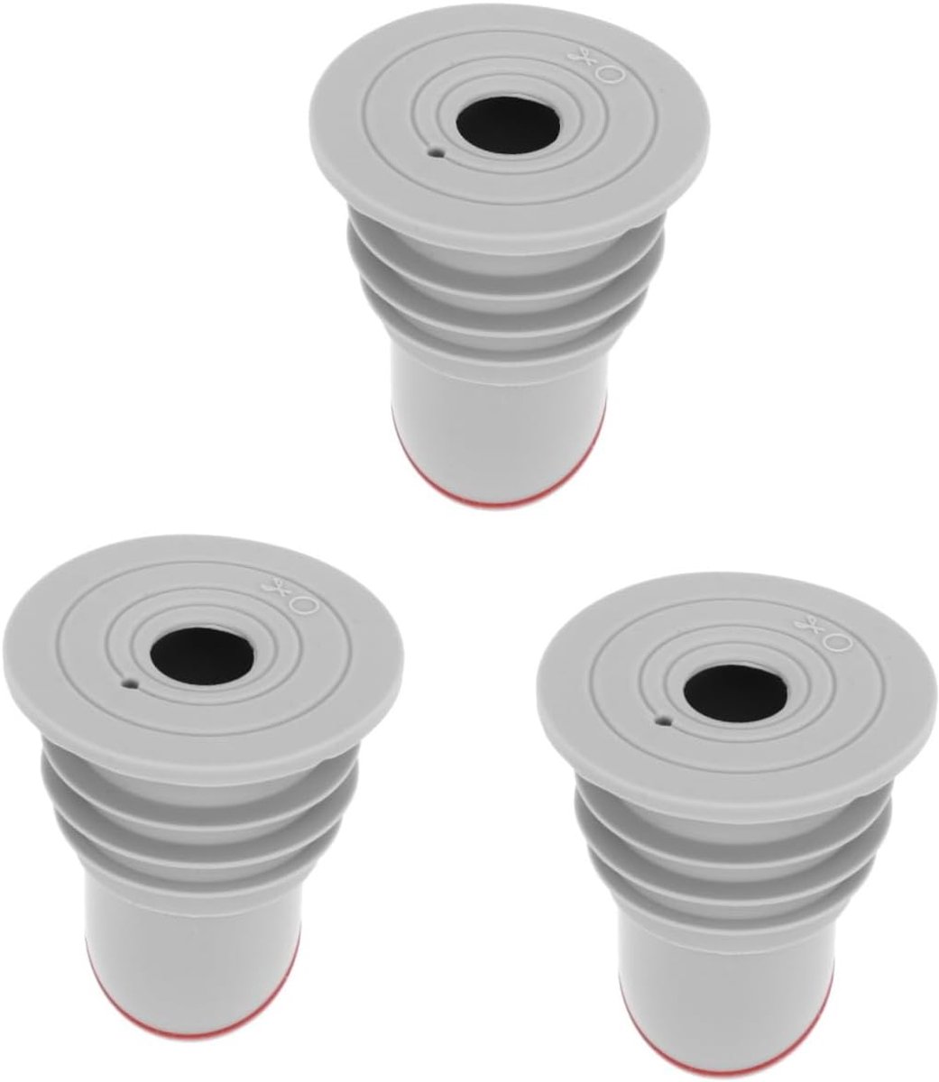 Set van 3 siliconen pluggen voor terugslagkleppen, siliconen droogafvoerpluggen, afvoerkernen, vervangende siliconen afvoerkern (grijs).