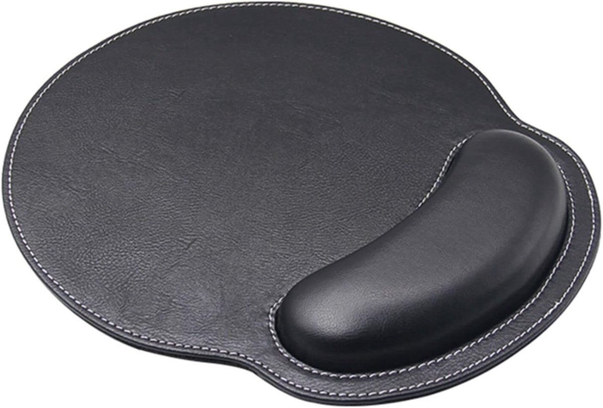 SnelShoppen - Ergonomische Leren Muismat met Polssteun, Geheugenfoam, Lichtgewicht, Antislip voor Kantoor, Gaming, Computer, Laptop en Mac, Pijnverlic