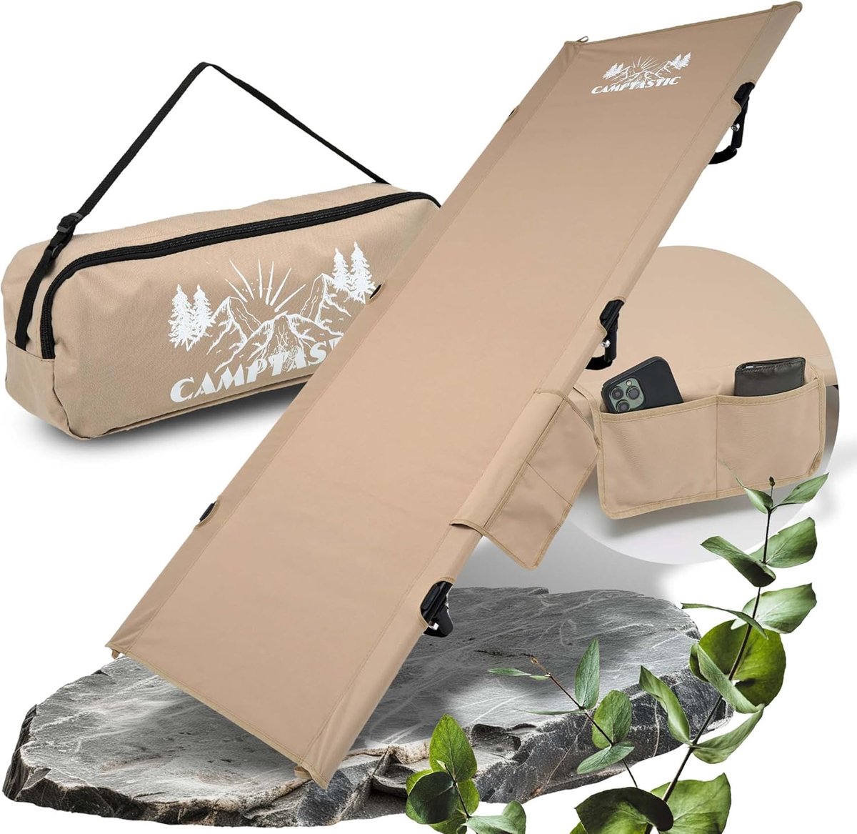 SnelShoppen - Ultra Light Camping Bed, 191 x 68 x 18 cm, Compact en Opvouwbaar, Robuuste Portable Lounger voor Hiking, Outdoor en Camping, Slechts 2.3