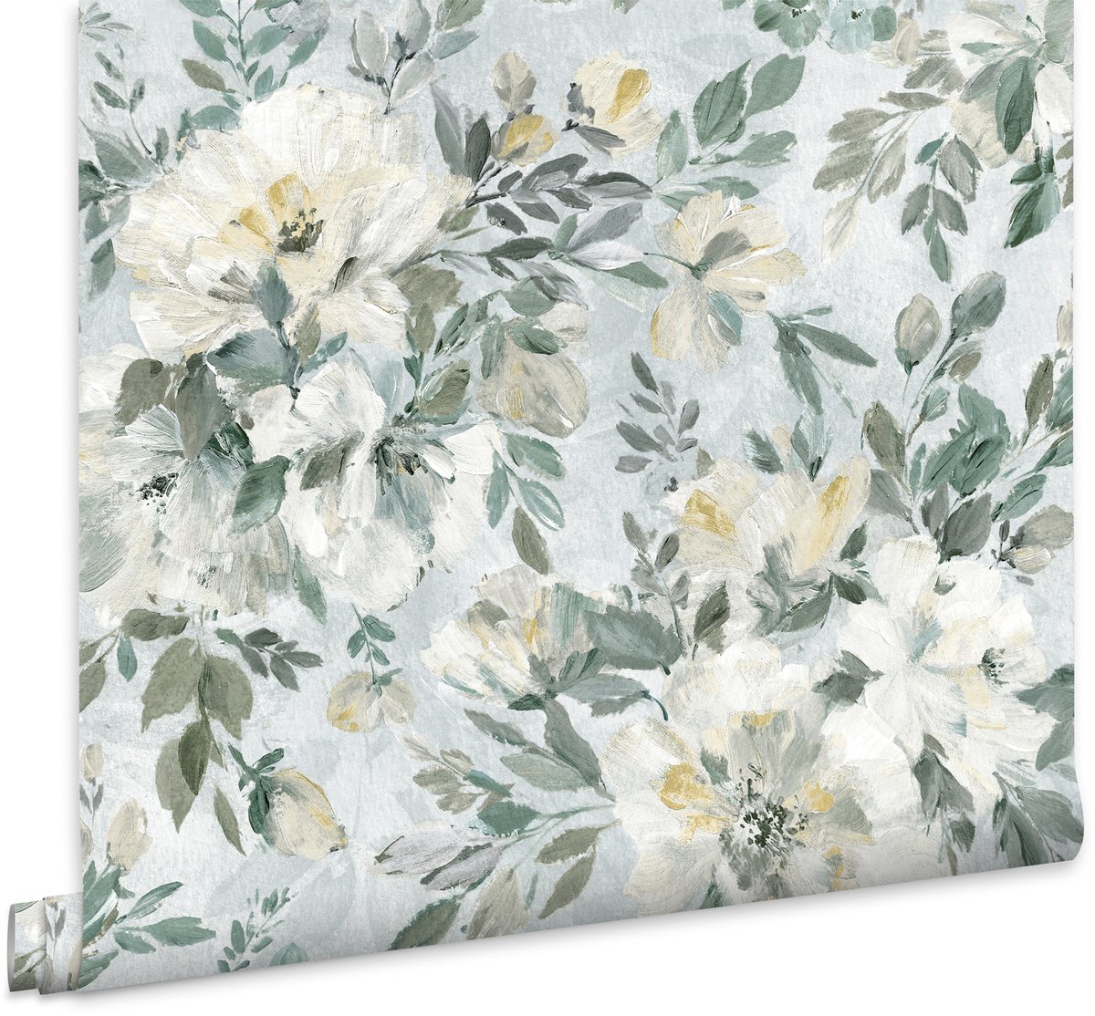 Laura Ashley Vliesbehang - Elowen Peony Pale Teal