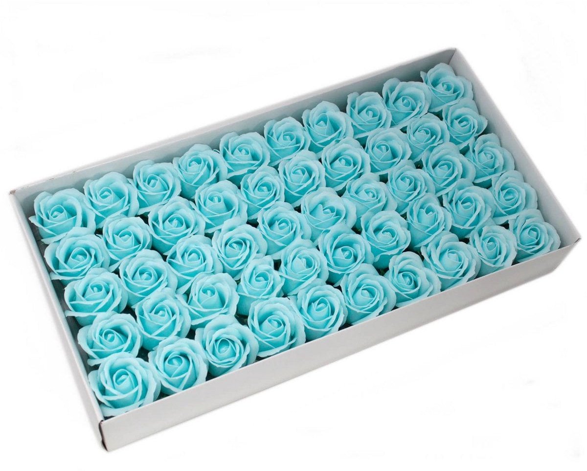 Bol.com Zeep Bloemen Roos Baby blauw 50 stuks - Zeepbloemen - Zeeprozen - Zeep Rozen - Zeep Componenten - Hotelzeep - Bruiloftsb... aanbieding