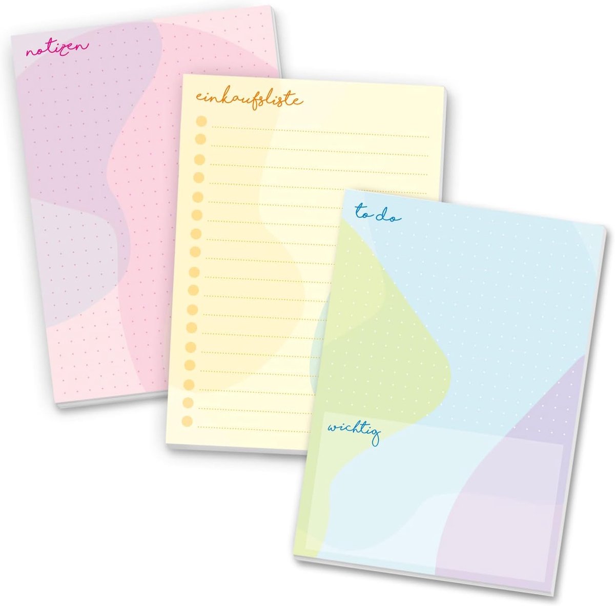 3x A6 To-Do Lijst Blokken Set - Pastel Gekleurd & Gestippeld Notitieblok - 50 Vel per Stuk