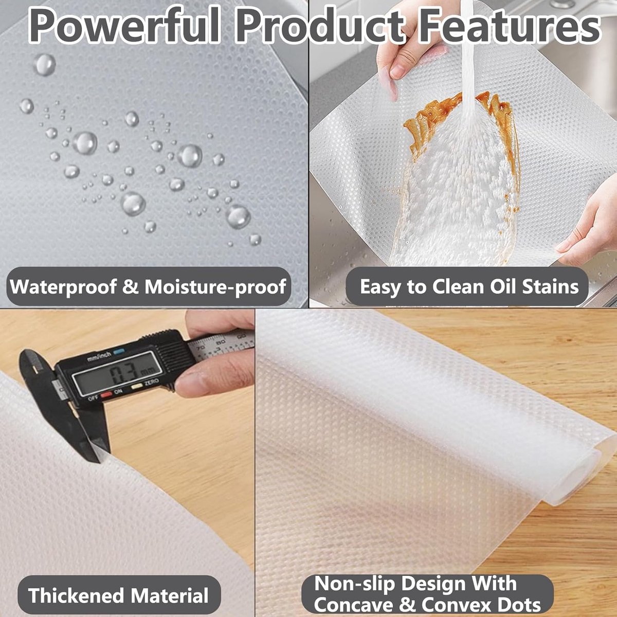 SnelShoppen - EVA Lade-inleggers, Waterdichte en Oliebestendige Keukenmatten, Non-Adhesief en Antislip, BPA-vrij, 30cm x 600cm, Multi-Functioneel voor