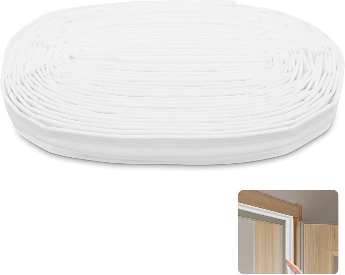 SnelShoppen - Weatherstrip voor ramen, zelfklevend, raamafdichting, tochtstrip, 8 m (wit), waterafstotend PE, zachte PU schuim, perfecte pasvorm