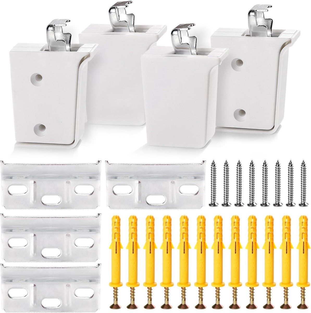 4 Stuks Universele Wandbeugels voor Keukenkasten, Stevige Hangbeugels met 60 kg Draagvermogen, Wit