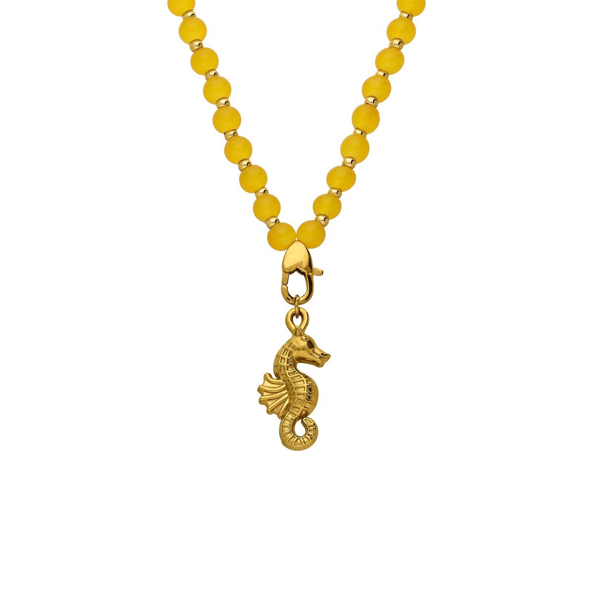 Lucardi Dames Stainless steel ketting met hanger zeepaard voor dames - Ketting - Staal - Goudkleurig - 42 cm