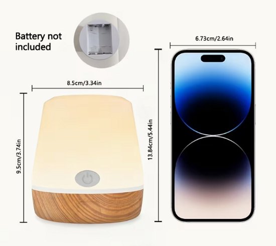 RGB Dimbare Oplaadbare Nachtlamp – Touch Bediening – 5 Helderheidsniveaus – Kleurveranderende LED Sfeerlamp voor Slaapkamer, Woonkamer & Kinderkamer — afbeelding 3