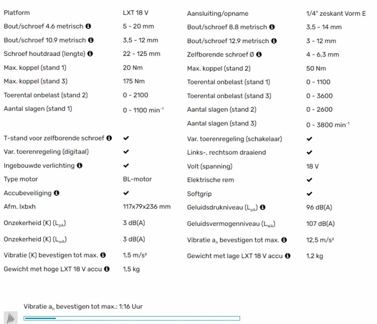Makita DTD154ZJ 18V slagschroevendraaier 175 Nm thumbnail 3