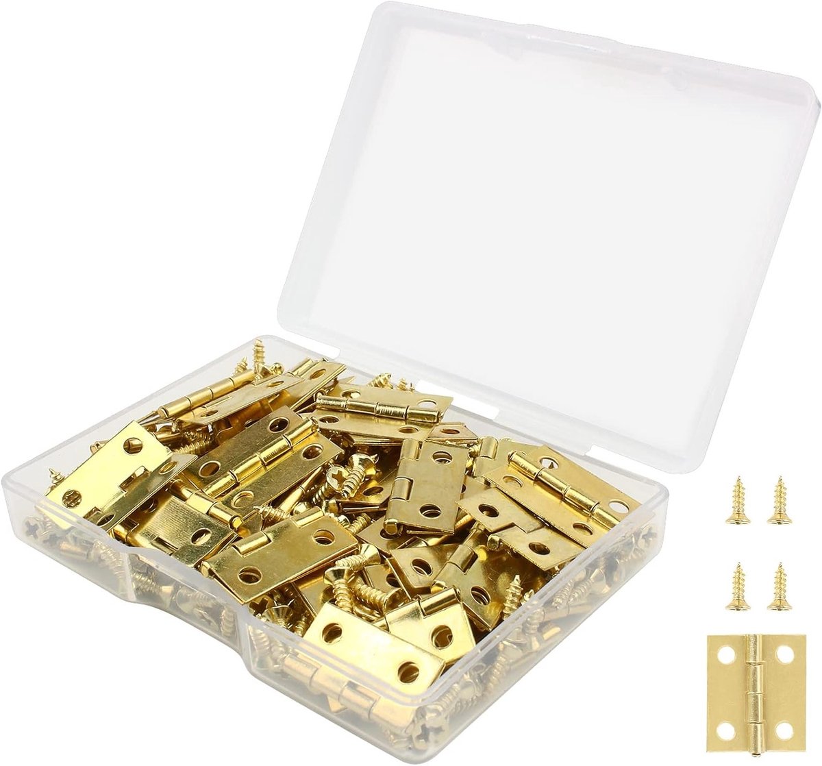 Kleine Scharnier Set voor Kasten en Sieradenboxen - Inclusief 7mm Schroeven en Draagbare Opbergdoos - Ideaal voor Huishoudelijk Gebruik