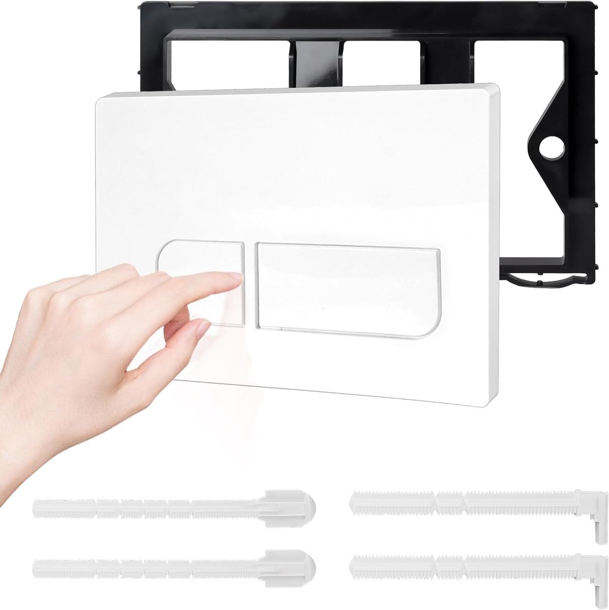 Toilet drukplaat voor Geberit flush boxes, geschikt voor Sigma 01, 20, 30, 50, UP300 en UP320, inclusief spoelmechanisme en montageframe, mat wit afwerking