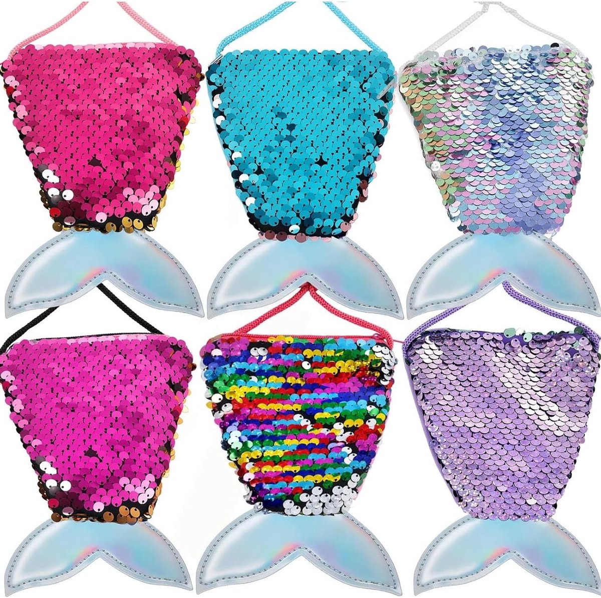 Mermaid tas voor kinderen, 6-delige set, Medium formaat, Trendy en kleurrijk ontwerp