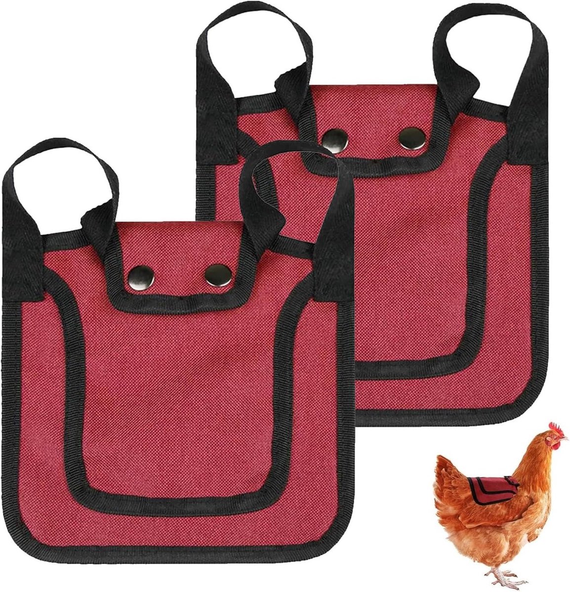 Premium Kippenzadel Set met Rekbare Band - Bescherming voor Kippenrug, Verstelbaar en Ideaal voor Kippenkweek (Rood)