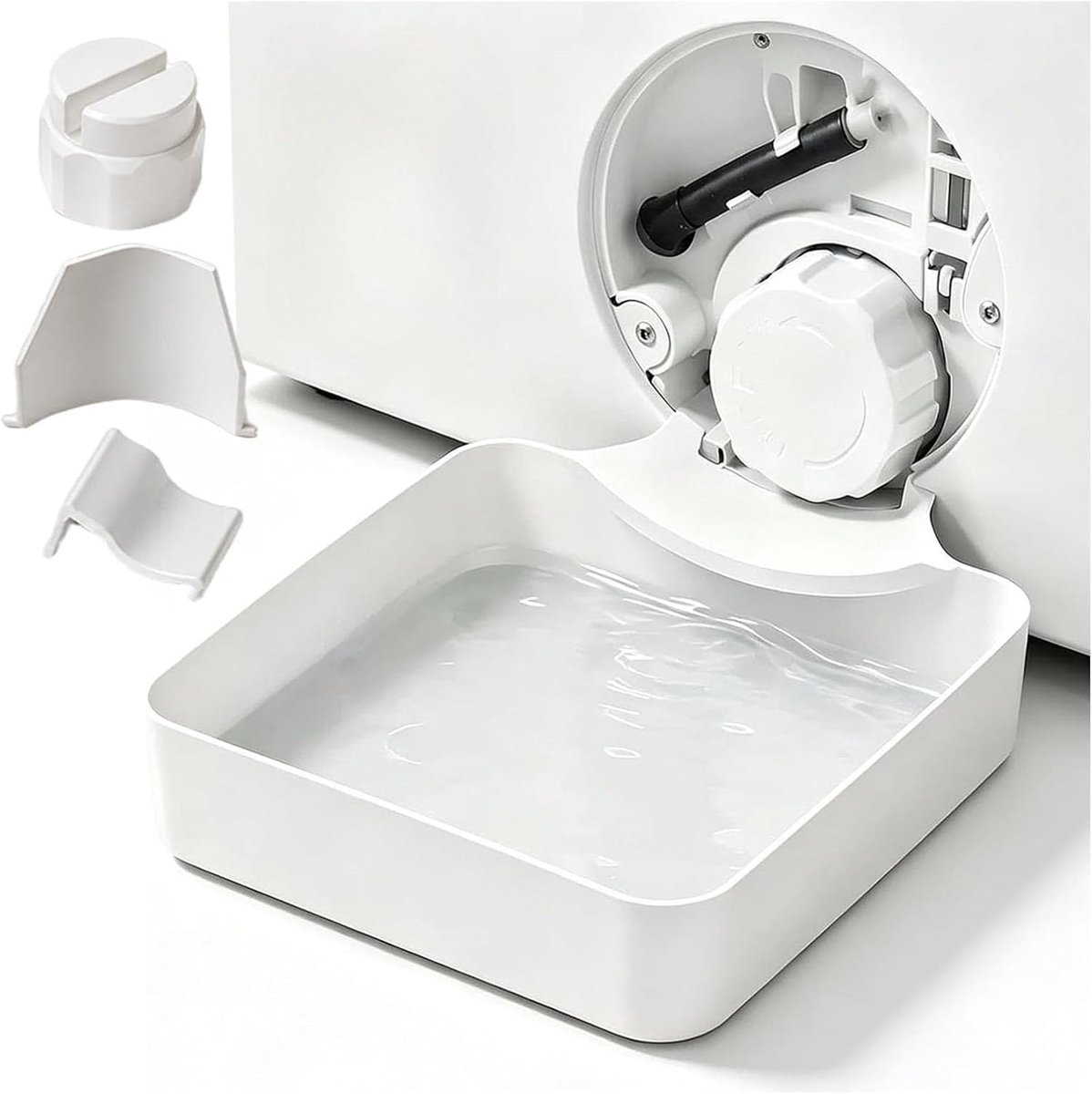 Afvoerbak voor wasmachine - 3D geprinte waterdichte bak - Lekbak Wasmachine - Opvangbak voor filterreiniging - Wasbak voor wasmachine - Wasmachineaccessoires - Universele - Voor huizen, wasruimtes, kelders en appartementen - Wit