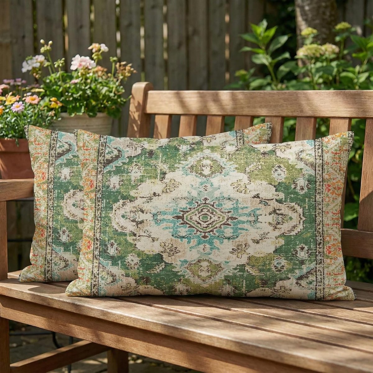Weerbestendige Boho Kussenhoezen 30 x 50 cm, Vintage Decoratieve Kussens voor Sofa, Tuin en Slaapkamer, Set van 2
