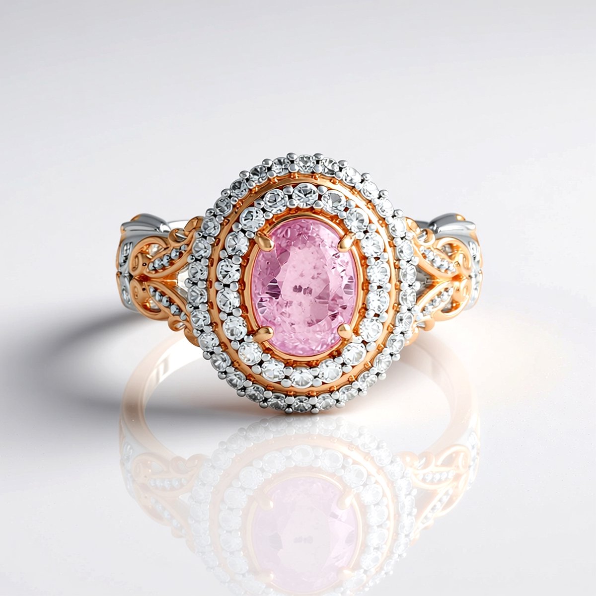 Cavill - 925 Sterling Zilveren Ring - Ovale Braziliaanse Kunziet 1,719 ct - Cambodjaanse Zirkonia's - Elegante Damesring