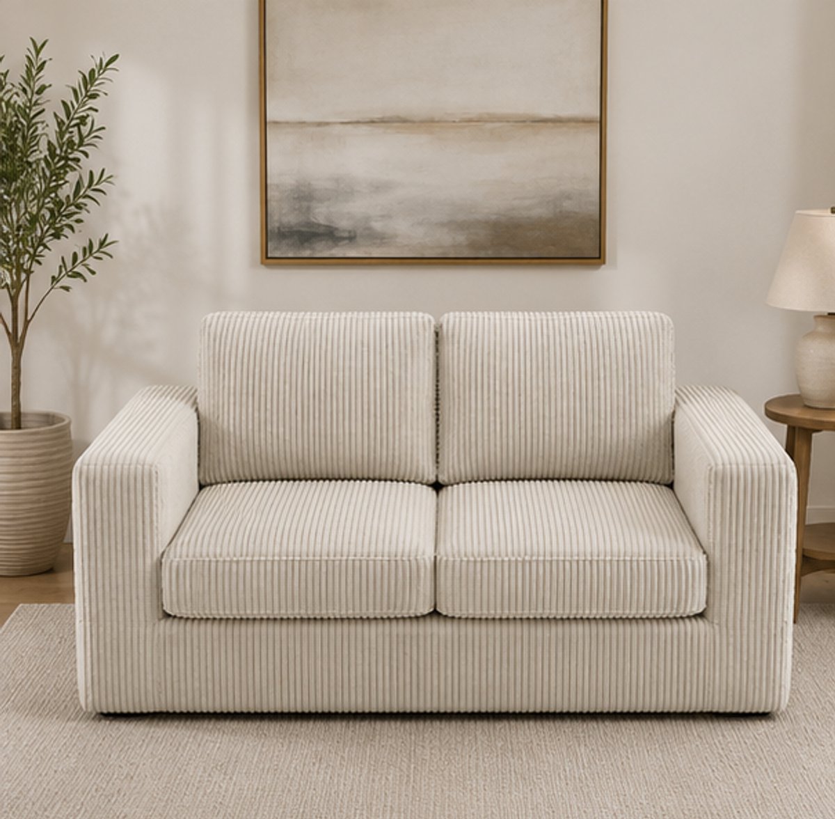 2-Zits Cloud Bank van Corduroy 173 cm – Frameloze Loungebank met Extra Diepe Zitting, Hoog