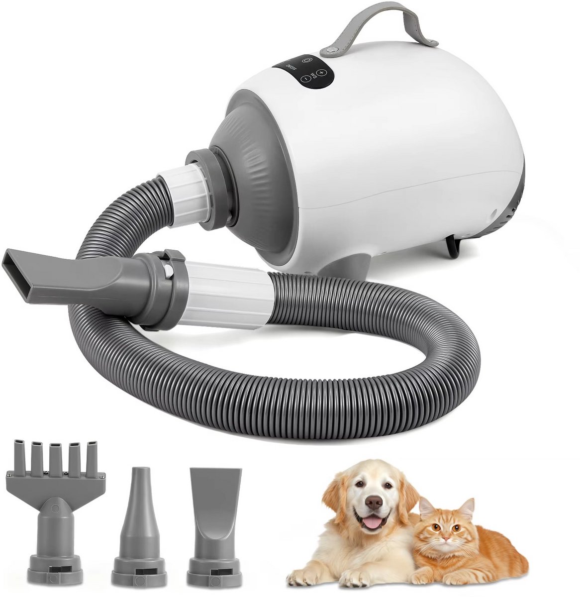 JOYNEXTBUY Hondenföhn 3200W - Professionele Hondenblazer - Verstelbare Temperatuur & Luchtstroom - Inclusief 4 Opzetstukken - Wit