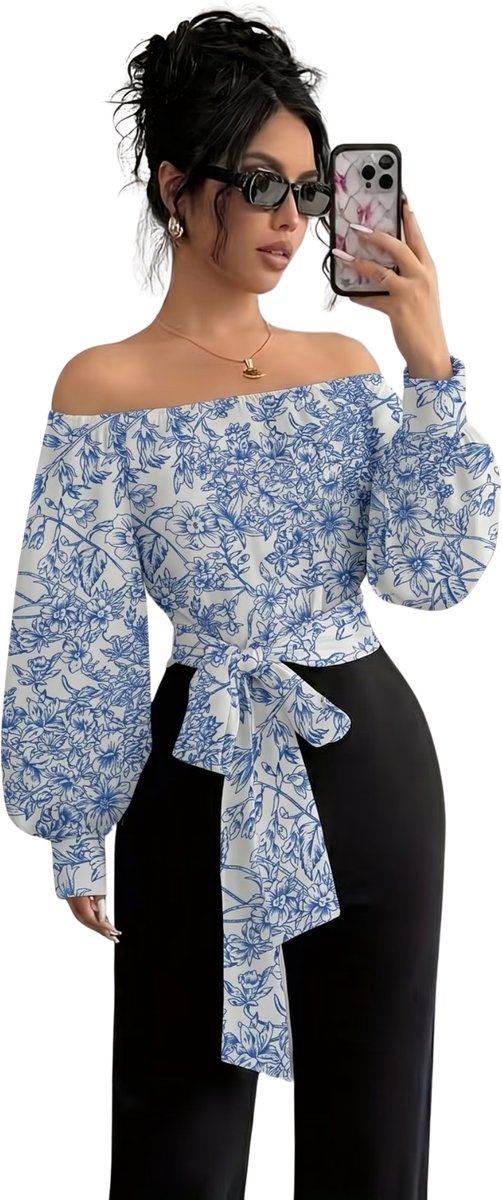 Currero Topje Dames Polkadots - Mouwloze Top - Singlet - Kleding - Shirt - Blouse - Kort - Volwassen - Hemelsblauw