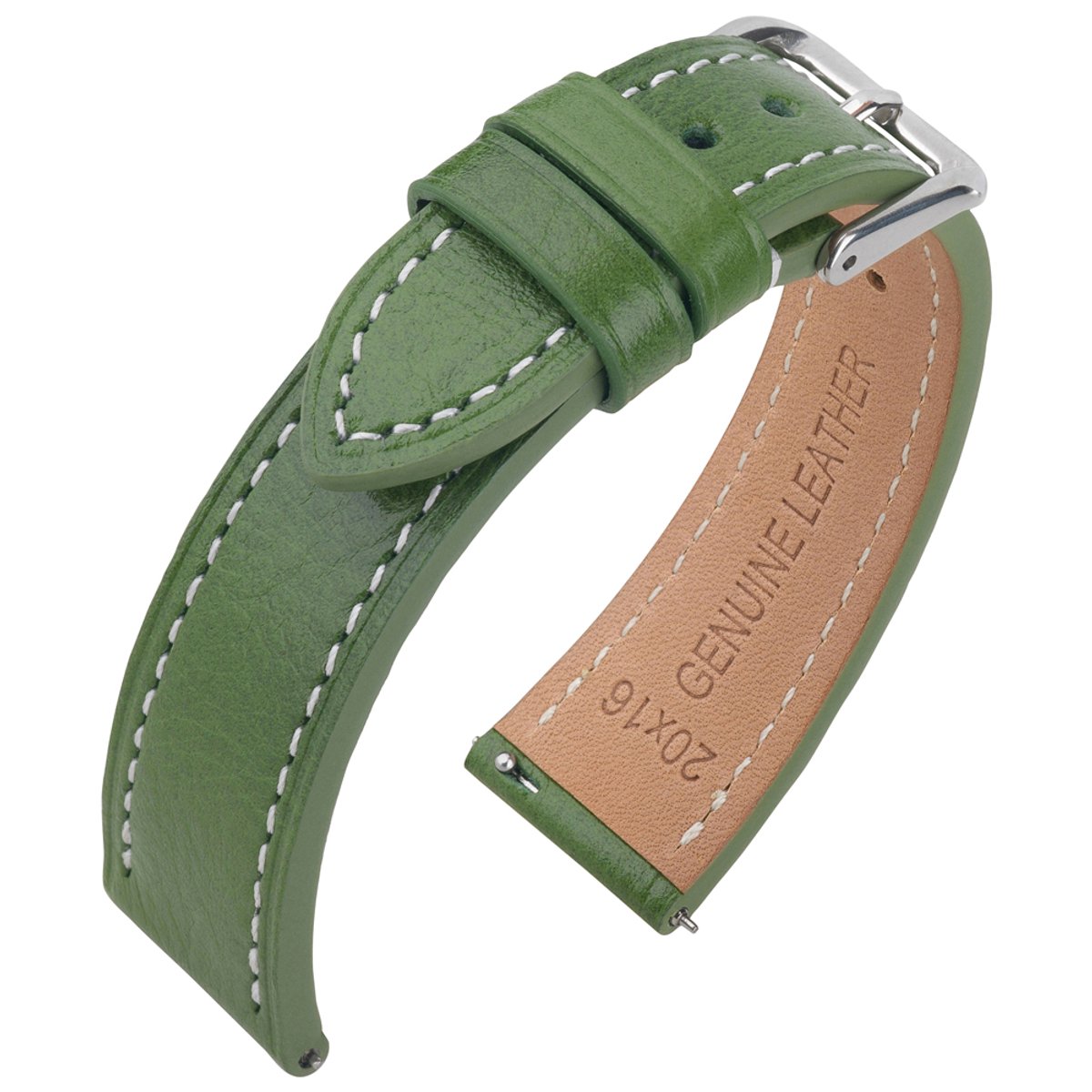 Plantaardig Gelooid Kalfslederen Horlogebandje - Vintage Groen - 22mm