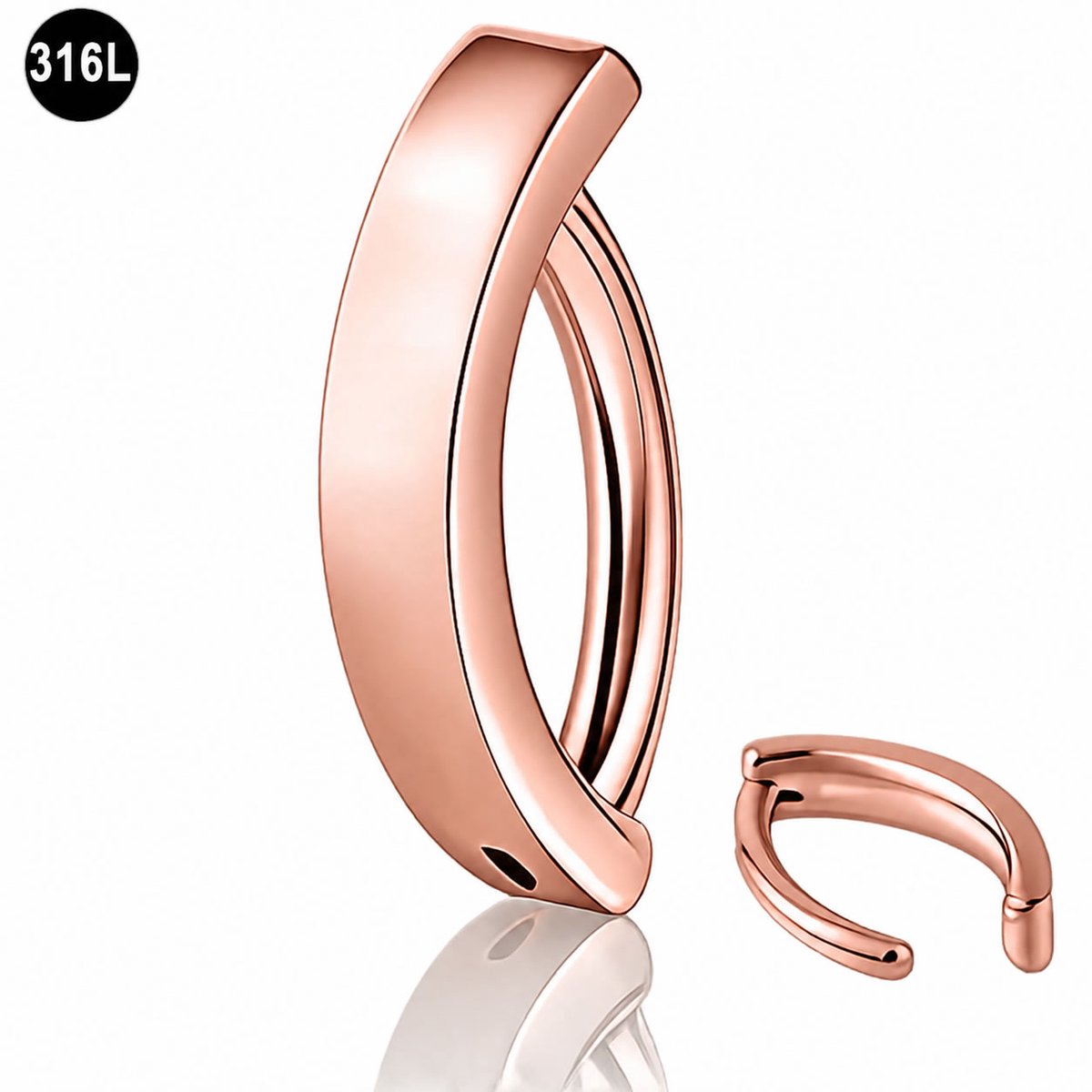 Clicker navelpiercing - Chirurgisch Staal- 1.6mm 10mm - Rosé Goud Kleurig