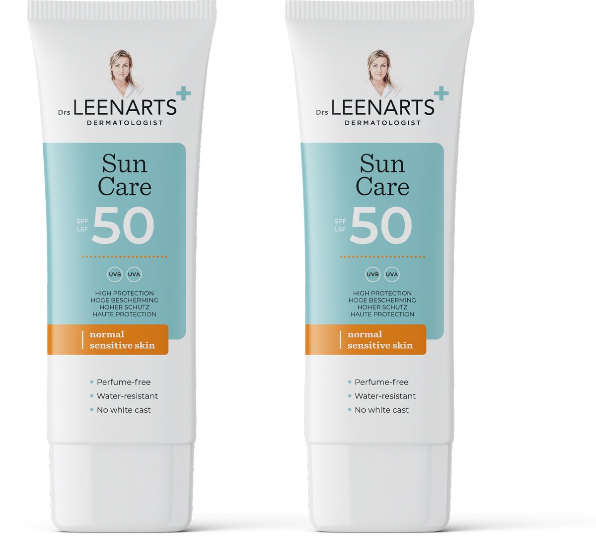 Drs Leenarts 2x Zonnebrand SPF50 100ml voor Gezicht & Lichaam - Parfumvrij - Crème - 200ml totaal