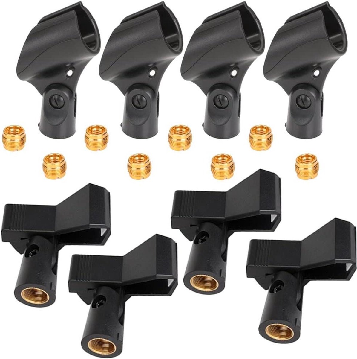 Microfoon Clips - Houders Adapters - Muziek Opnemen - Verstelbaar Antislip - 16 Stuks - Zwart