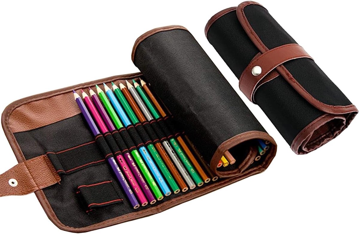 Kleurpotlood Organizer en Roll-up Tas voor Kunstenaars met 72 Gaten en Opbergcapaciteit