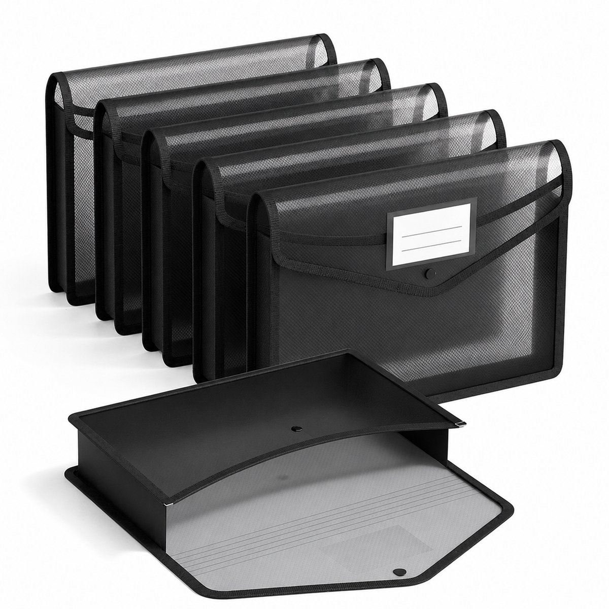 BOTC Documentenmap A4 - 5 stuks - Superdik - 33x 25x7 cm - Documententas - Projectmap - Transparent