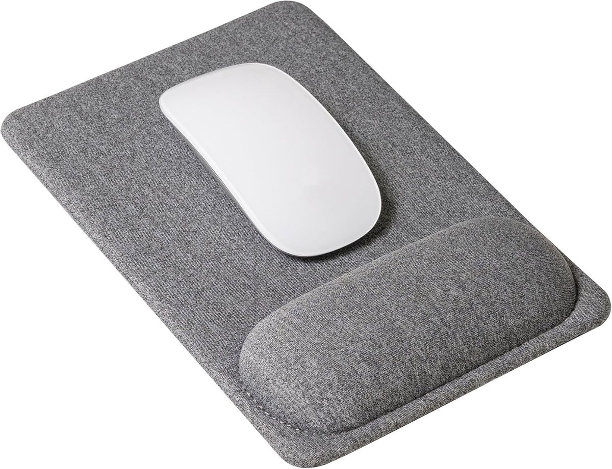 Ergonomische Muismat met Polssteun - Grijs - Antislip Basis - Comfortabel en Lichtgewicht - Voor Thuis en Kantoor