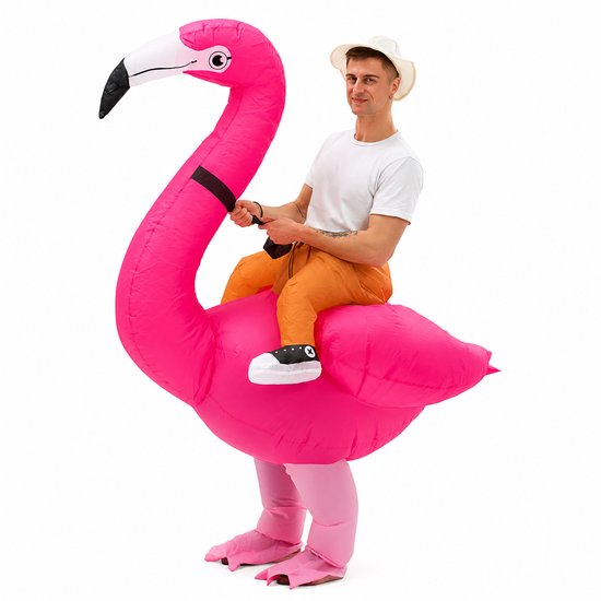 Opblaas kostuum flamingo - Flamingo pak voor volwassenen - Festival kostuum - Carnaval kostuum - Met USB Mini Ventilator en Batterijhouder - Roze