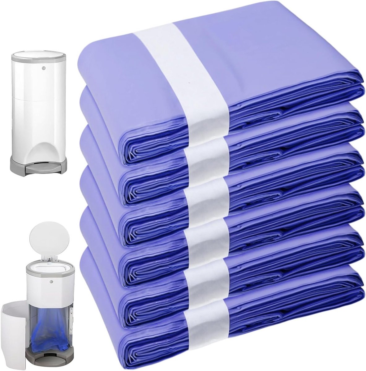 6 Stuks Vervangfolie voor Luieremmers, 16L Afvalzakken Geurwerend en Geschikt voor Nappy Bins, Paars
