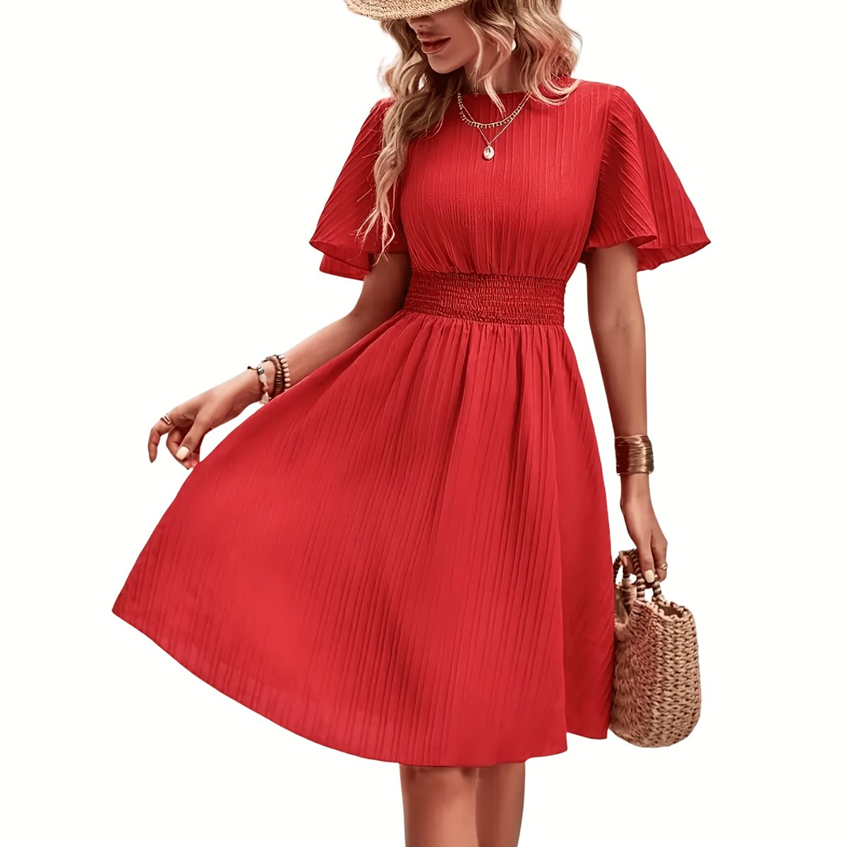 Currero Zomerjurk Dames Zomerjurken Volwassenen Vrouwen Midi Jurk Ibiza Stijl Sundress Dress S Rood
