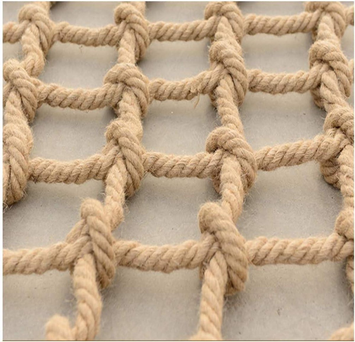 Hennep Touw Net - Decoratief Klimnet - Veiligheid Balkon - Meerstrengig Geweven - 1x2 Meter - Naturel