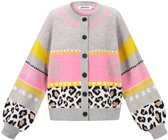 Dames gebreide cardigan met bloemenprint - Zachte polyester trui - Maat L/XL
