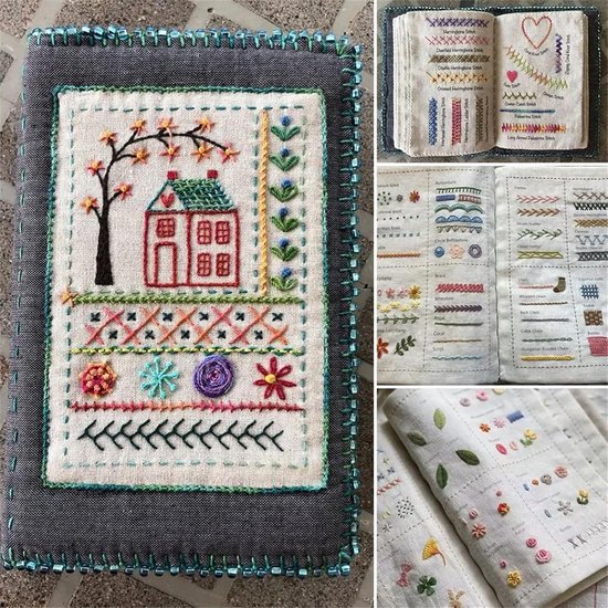 Naaiboek Borduursteken - Handwerk Gids - Decoratie Verfraaien - Losbladig Ontwerp - Familie Formaat - Linnen — afbeelding 5