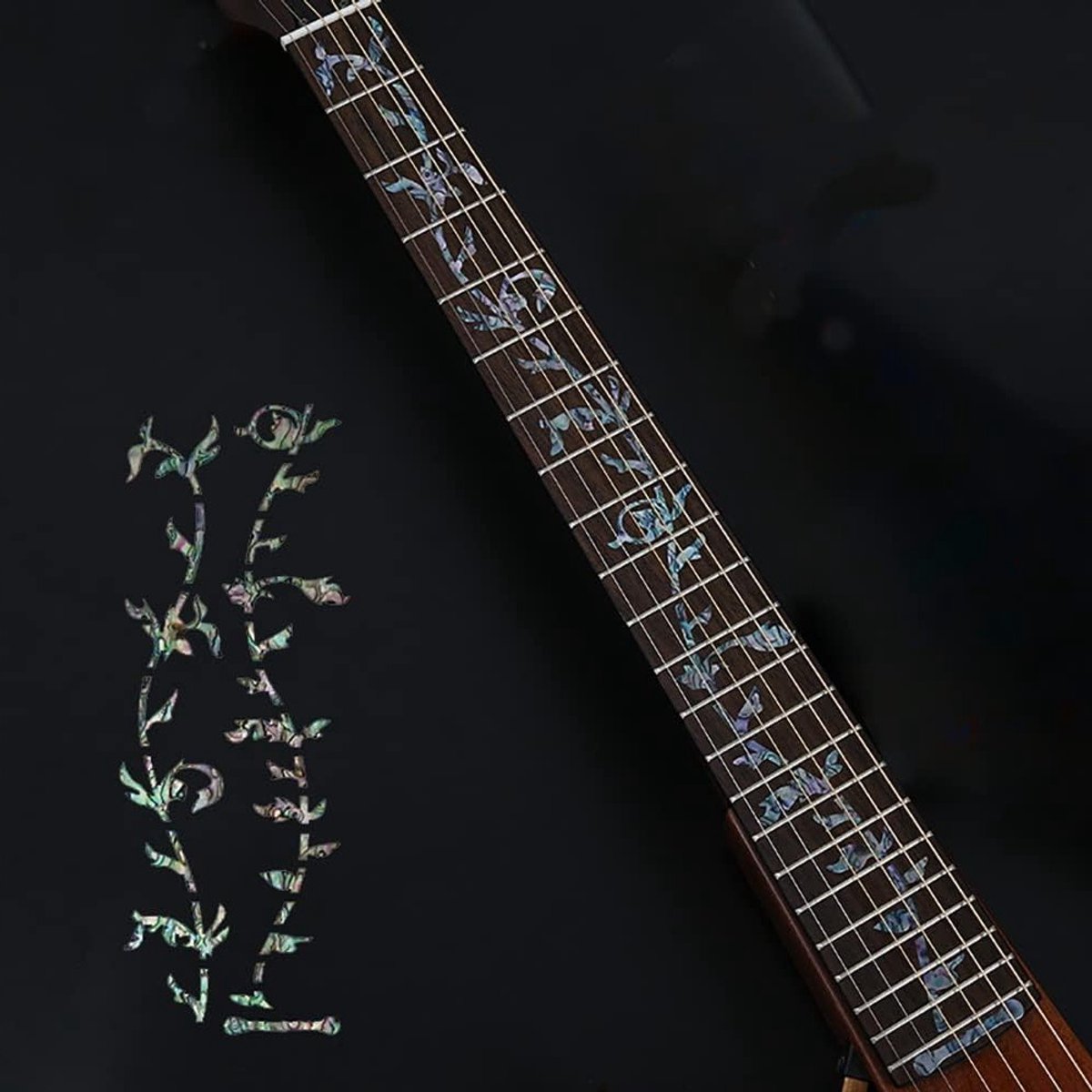 DIY Griffbrett Stickers voor Gitaar, Tree of Life Design, Abalone Blauw, Perfect voor Akoestische en Elektrische Gitaren