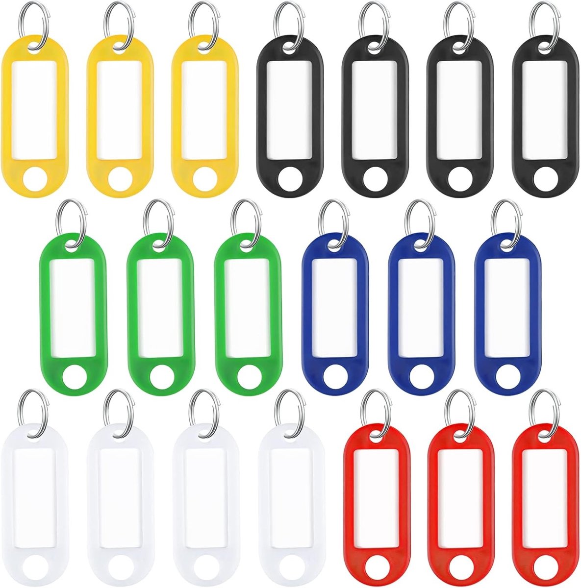 20 Stuks Sleutellabels van Zacht Plastic met Lege Papieren Labels en Beschermfolie in 6 Kleuren voor Flexibele Identificatie van Sleutels en Items