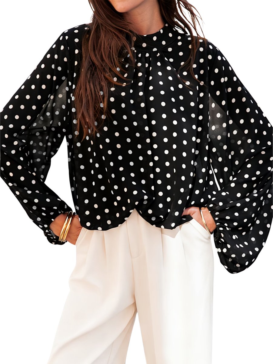 Currero Topje Dames Polkadots - Mouwloze Top - Singlet - Kleding - Shirt - Blouse - Kort - Volwassen - Zwart XXL