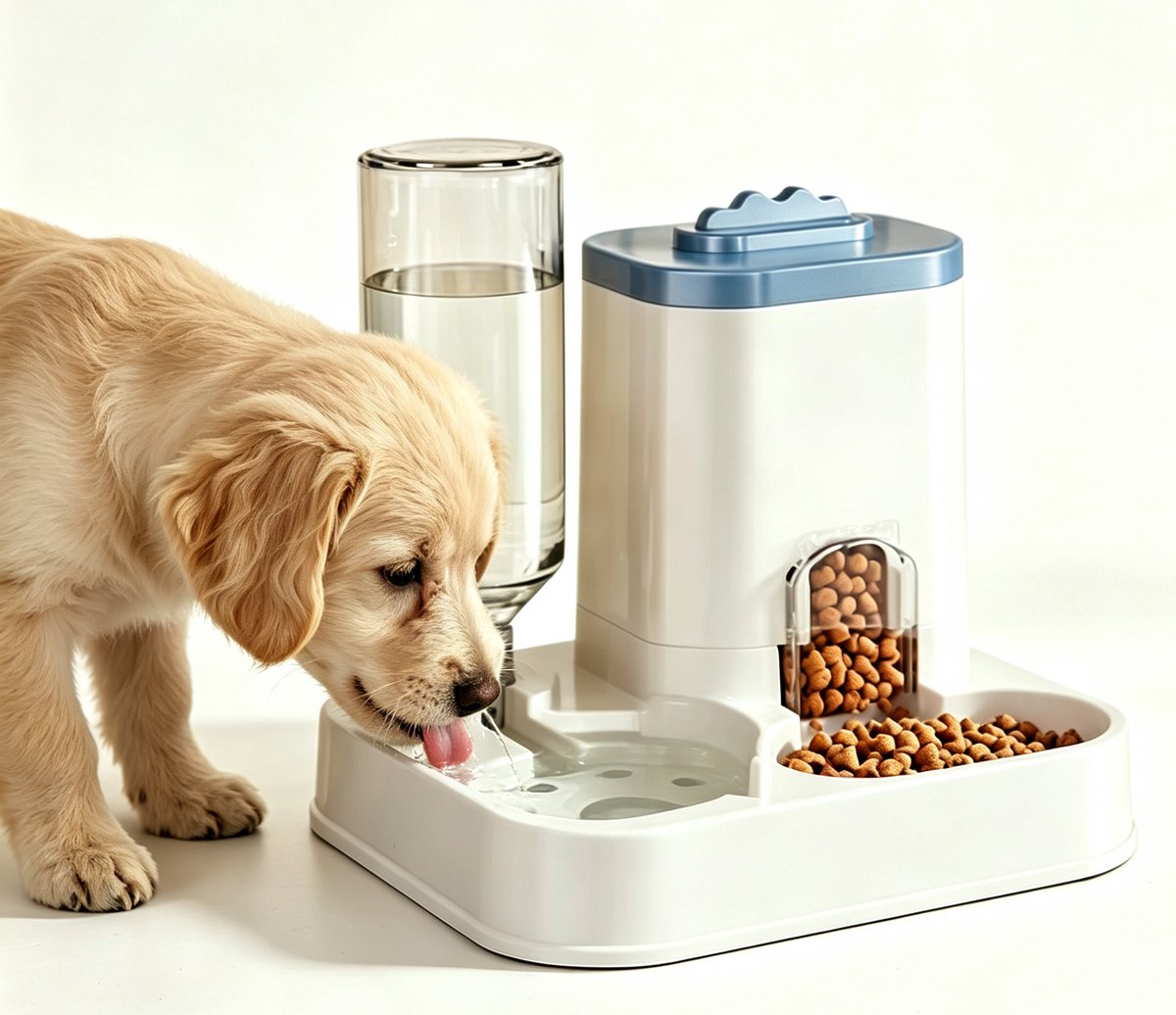 Automatische Voerbak en Waterdispenser voor Katten en Honden - Grote Capaciteit - Voerautomaat met Drinkbak - Zwaartekracht Voersysteem - Blauw