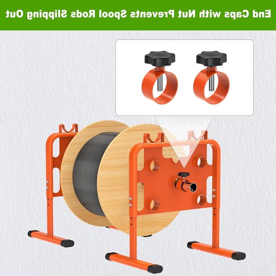 Multifunctionele Draaddispenser en Spoelrek, Draagbare Kabelhouder voor Spoelen tot 33 Inch, Verstelbare Hoogte en Stevige Stalen Constructie — afbeelding 4