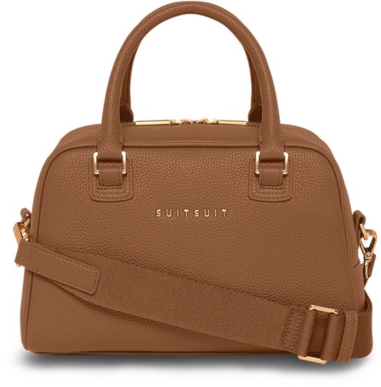 Bruine leren daily bag van SUITSUIT met handvatten en een schouderband.