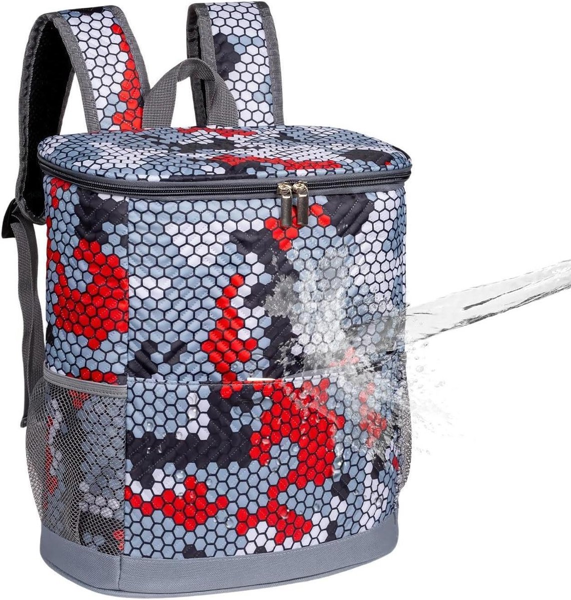 Zachte Koeltas - Opvouwbare Reistas - Buiten Activiteiten - Waterdichte Sluiting - 33 x 29 cm - Zeshoekig Rood