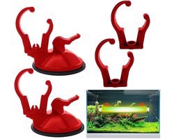 Aquarium Verwarmer Clip - Zuignap Klem - Aquarium Organisatie - Verstelbare Klemmen - 2.2-3.6 cm - Rood
