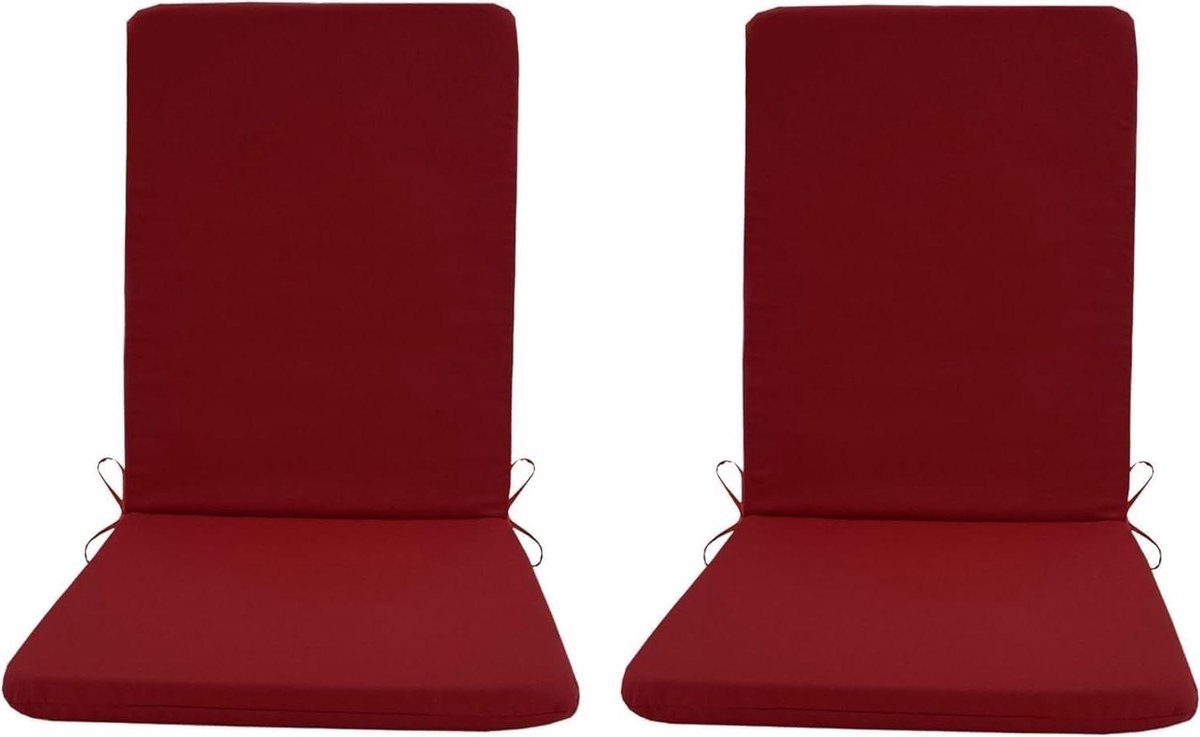 Tuinstoel Kussen Set - Buitenkussen Hoge Rug - Comfortabel Zitten - Waterafstotend UV-bestendig - 45x107cm - Rood