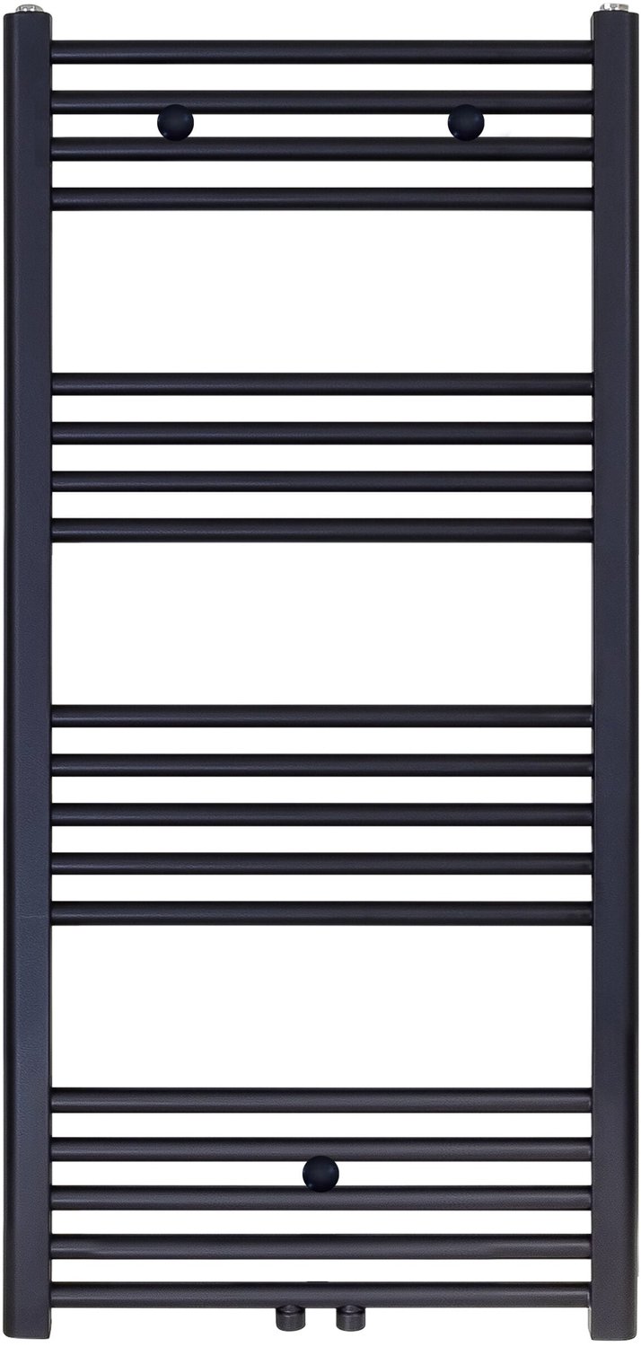 H&F AUREA Handdoekradiator 160x50 cm - Mat zwart - Middenaansluiting - Badkamerradiator Staal