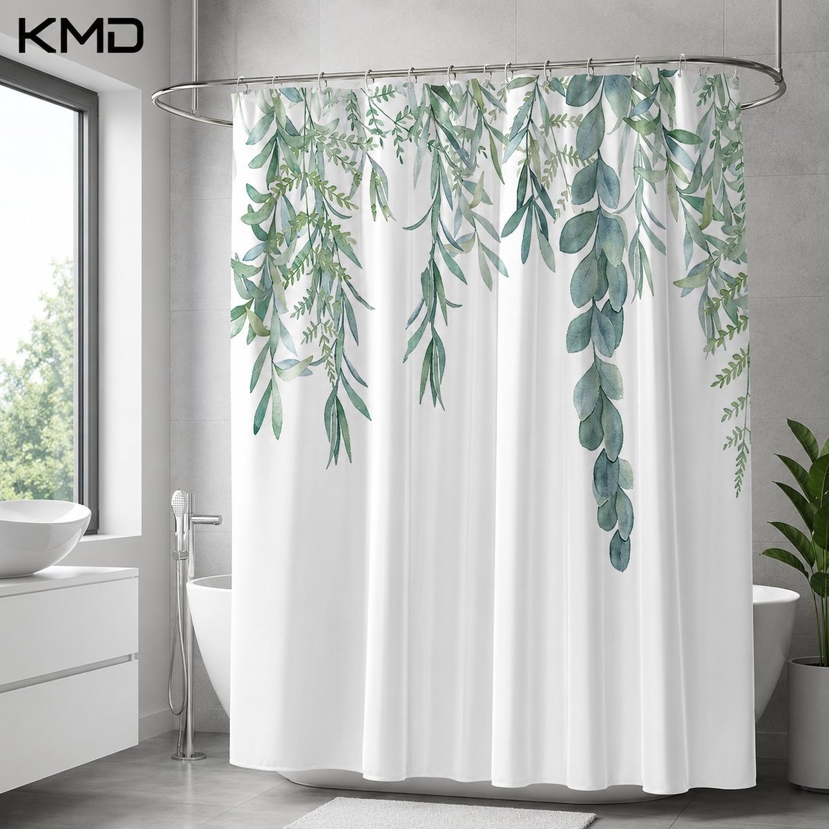 KMD Douchegordijn Hangplant 180x200 cm Waterdicht met Ringen