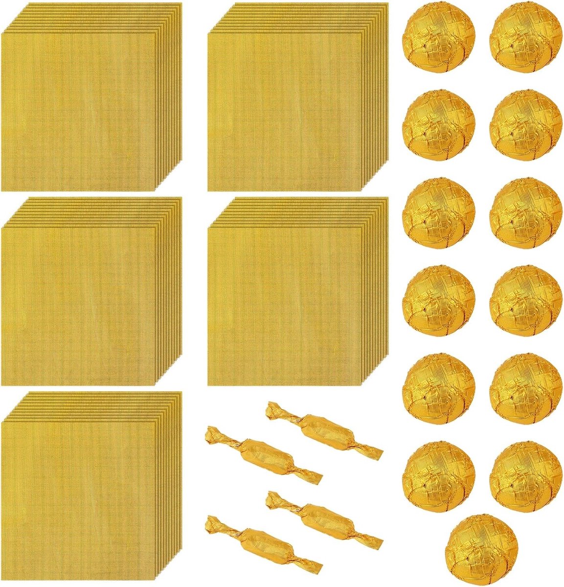 Gouden Folie Chocolade Candy Wrappers - 300 Stuks, 3x3 Inch Vierkante Verpakking voor DIY Snoep, Feestdecoratie en Cadeaus
